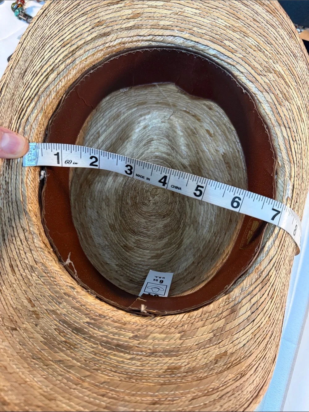Men's straw Hat - Natural woven Tan 6 3/4 Small